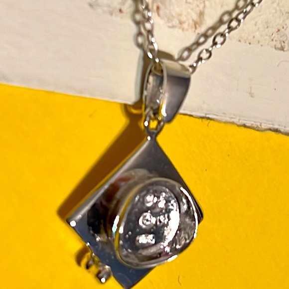 NWT 925 silver Graduation Cap promotion pendant & 16” chain gift congrats memory - Picture 8 of 8